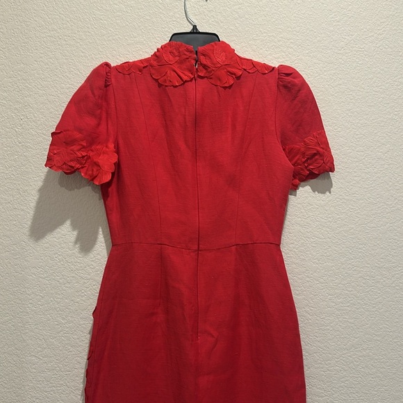 NWT Antonio Melani Willow Floral Applique Mock Neck Short Sleeve Midi Dress - Picture 11 of 12